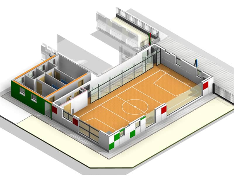 progettazione BIM edificio e area basket